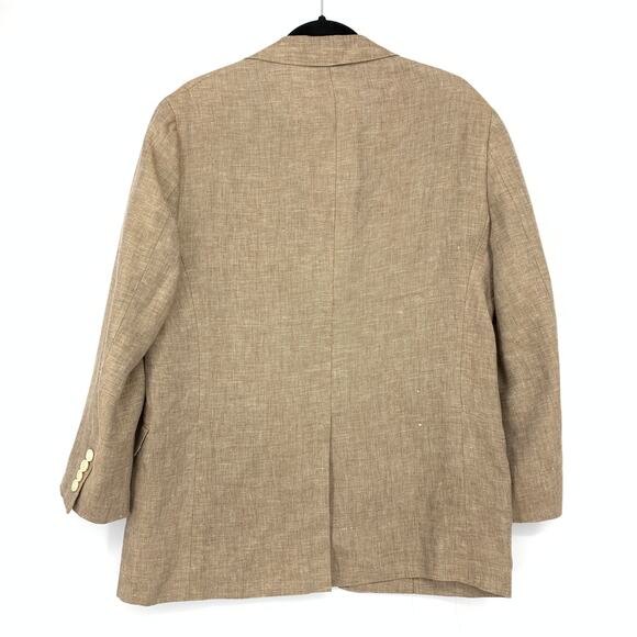 Brooks Brothers 1818 Fitzgerald Two Button Blazer Jacket Mens Sz 40S Tan Linen - Picture 2 of 8